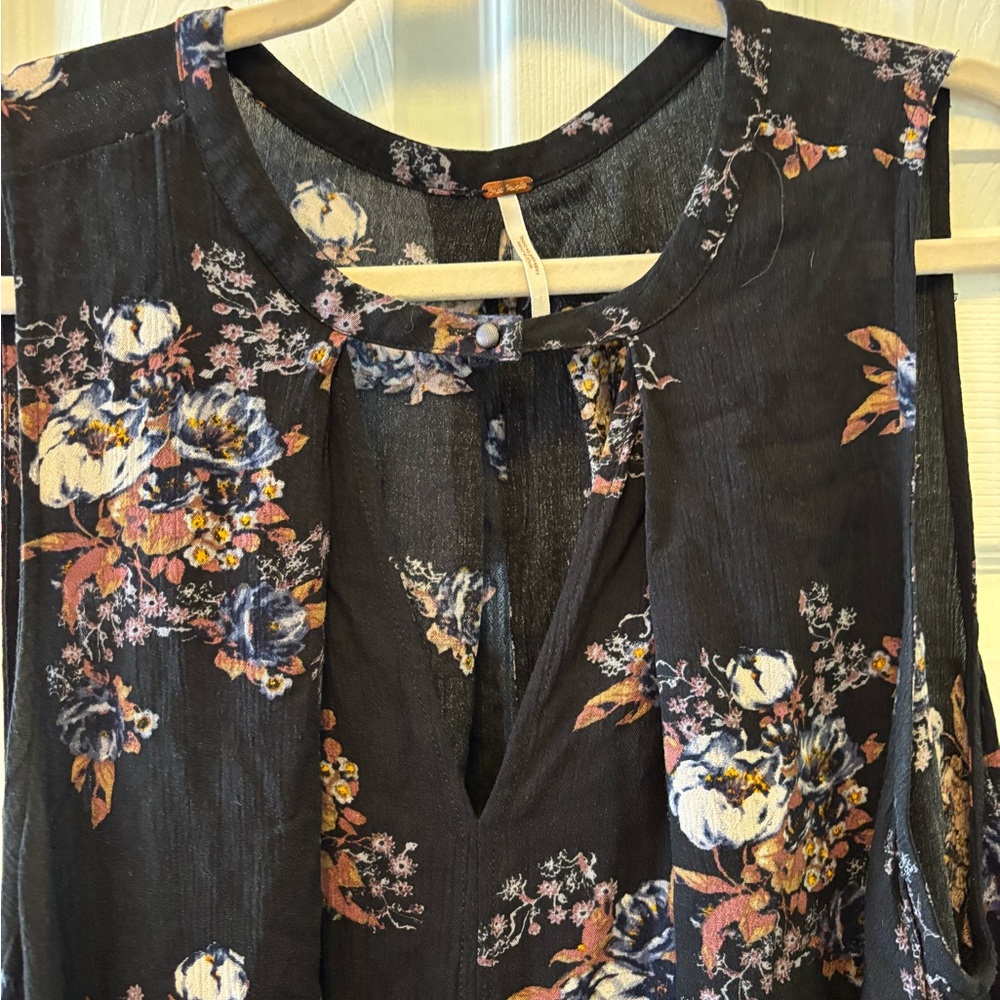 Free People Floral Black Sleeveless Dress Size Large BWOT - Picture 2 of 11